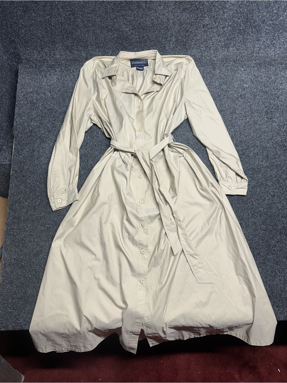 Vintage Trench Shirt Dress Lands End Belted Chic Old Money Utility Gorpcore